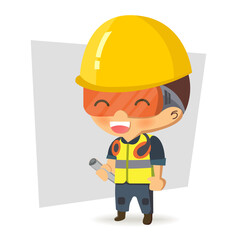 Character constructor worker in various situations.  Vector illustration, concept : Safety and accident, Industrial safety.
