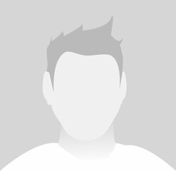 Default male avatar profile icon. Grey photo placeholder
