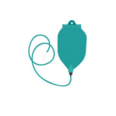 Rubber medical enema bag icon sign isolated on white background, flat design. Vector illustration of medical tool for cleansing or washing stomach, intestines.