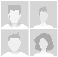 Default Placeholder Avatar Profile on Gray Background. Vector illustration Man and Woman EPS10
