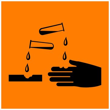 Vector illustration GHS05 hazard pictogram - corrosive , hazard warning sign corrosive substance
