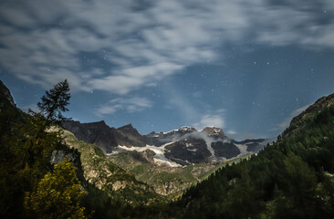 Starry sky above beautiful Alps