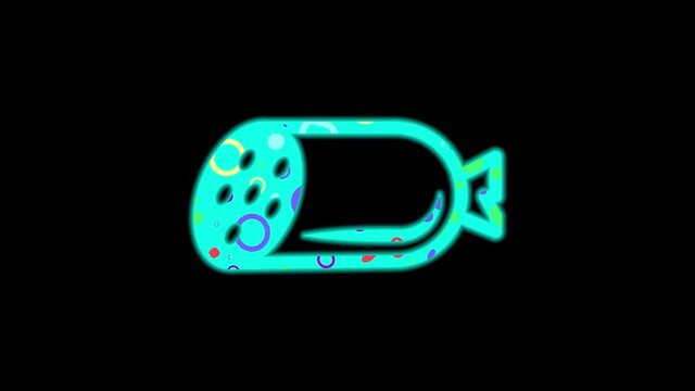 sausage icon shapes color animation on black background