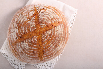 Homemade bran bread on table