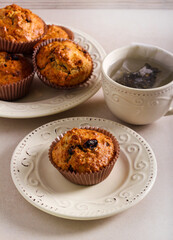 Bran and raisin muffins served