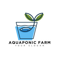 simple aquaponic farm logo design vector