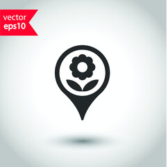 Destination point vector icon. Location in map tag vector sign. Navigation icon. Position mark sign. Geo location point icon. Studio background. EPS 10 flat sign design. Geolocation symbol pictogram