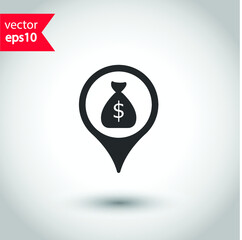 Destination point vector icon. Location in map tag vector sign. Navigation icon. Position mark sign. Geo location point icon. Studio background. EPS 10 flat sign design. Geolocation symbol pictogram