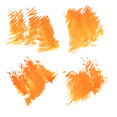 Abstract realistic smears orange paint on white paper 2