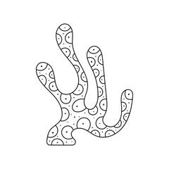 Coloring book. Underwater world of ocean plants. Anti-stress sketch by hand drawing with Doodle elements