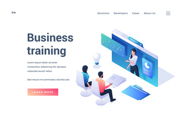 Banner for business training online via Internet resource