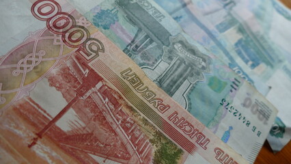 Russian paper banknotes of various denominations