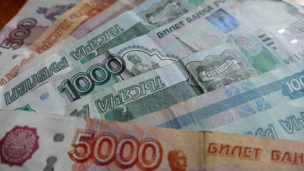 Russian paper banknotes of various denominations