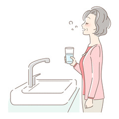 うがいをする女性