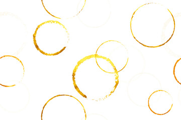Seamless beautiful pattern with golden circles. Festive endless background. Abstract holiday backdrop. For greeting cards, invitations, decorations, prints, digital design, wallpaper. Bubles, rings. - 357413310