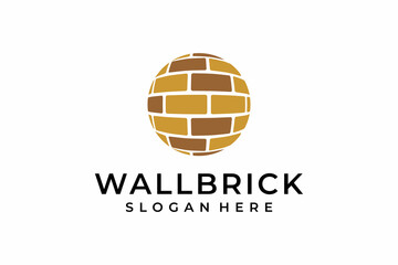 Wall brick logo design with fish eye style