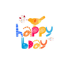 Happy Birthday typography phrase flat illustration