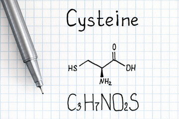 Chemical formula of Cysteine with pen