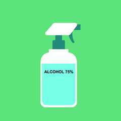 Alcohol liquid spray bottle for hygiene, medical use, flat vector illustration