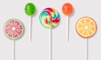 Lollipops lollys on a white background