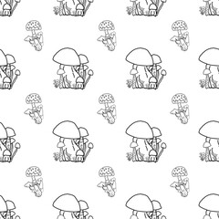 edible and inedible mushrooms seamless pattern