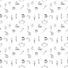 tea, coffee, sweets and ice cream cupcake. tasty food. 