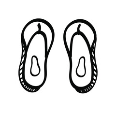 Vector illustration element sandals in doodle style. Hand drawn. Icon, symbol, logo