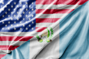 Mixed USA and Guatemala flag, three dimensional render