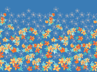 Cute plant border. Floral piece of garment print. Flower design for wallpapers, print, gift wrap and scrapbooking.