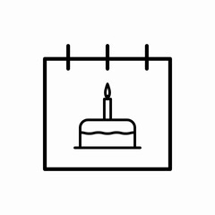 Outline calendar with birthday cake icon.Calendar with birthday cake vector illustration. Symbol for web and mobile