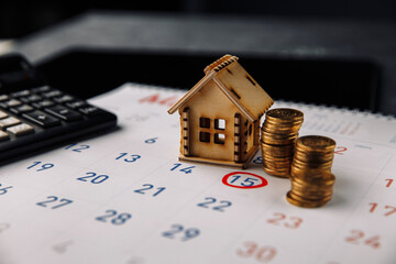 Day to pay for mortgage, buying new house planning or real estate and property reminder concept....