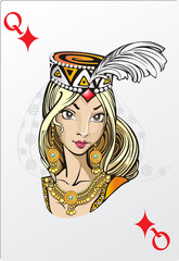 Queen of diamonds. Deck romantic graphics cards