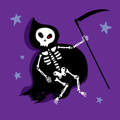 Halloween skeleton in a cloak fly