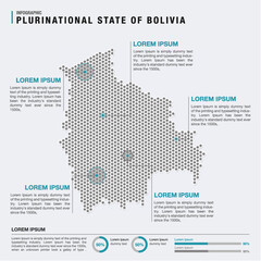Bolivia country map infographics vector with pointer marks and circle chart template. Infographics layouts. Vector illustration