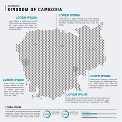 Cambodia country map infographics vector with pointer marks and circle chart template. Infographics layouts. Vector illustration