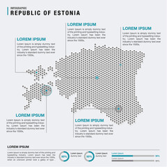 Estonia country map infographics vector with pointer marks and circle chart template. Infographics layouts. Vector illustration