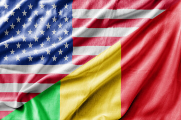 Mixed USA and Mali flag, three dimensional render