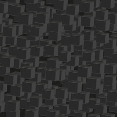 Black Cubes Seamless Pattern on Black Background