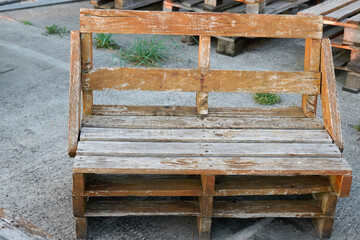 Obraz na płótnie Canvas recycled wood garden lounge on the terrace make in diy wooden pallets