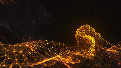 Abstract polygonal space low poly dark background