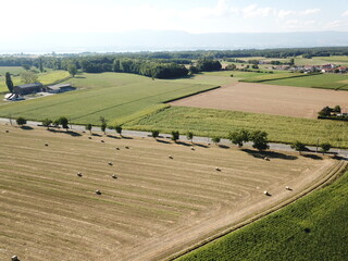 Fototapeta na wymiar 4k photo field, nature, farm, France, Europe, Drone aerial view