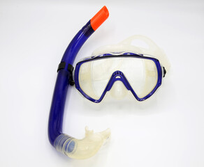 sea mask with snorkel on white background