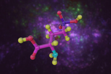 Molecular model of homocysteic acid, a sulfur-containing glutamic acid analog and a potent NMDA receptor antagonist. Scientific background. 3d illustration