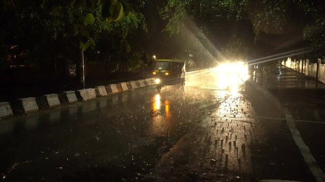 Bengaluru/Karnataka,India-June 11, 2020 : rain and road Indian street photography
