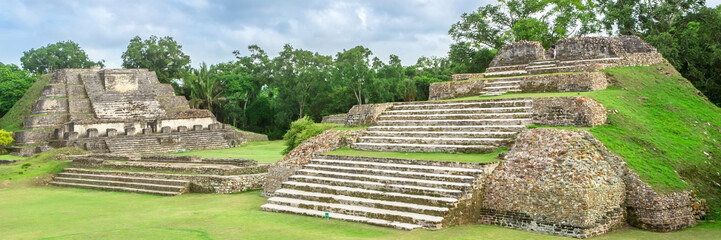 Fototapeta na wymiar Belize, Central America, Altun Ha Temple. Web Banner.