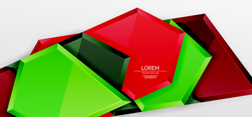 Metal glossy shiny geometric shapes with 3d effect composition. Techno futuristic vector abstract background For Wallpaper, Banner, Background, Card, Book Illustration, landing page