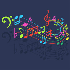 Fototapeta na wymiar music notes for music background, vector illustration