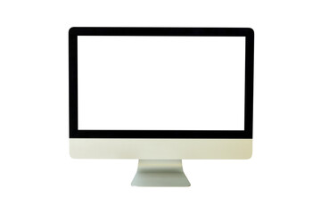 Isolated LCD monitor of iMac computer on white background. Blank screen