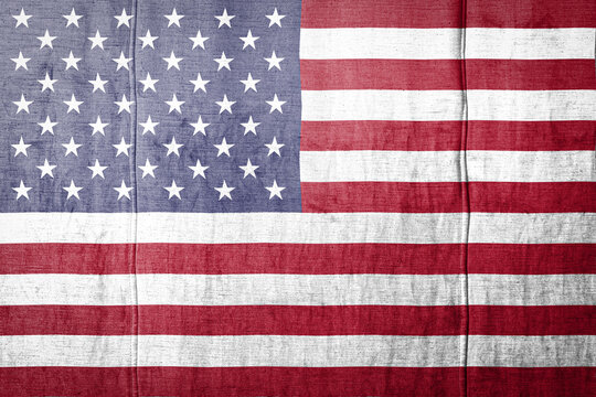 Flag  banner on  fabric texture background.