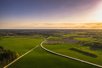 sunset over the fields